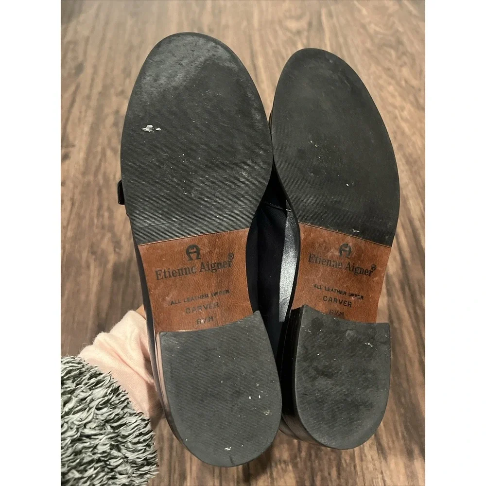 Etienne Aigner Carber Shoes Womens 6.5M Casual Slip On Loafer Navy Leather